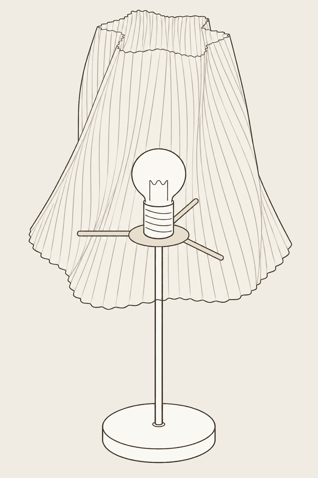 Cutaway lamp showing a shade ring mounted directly around the socket